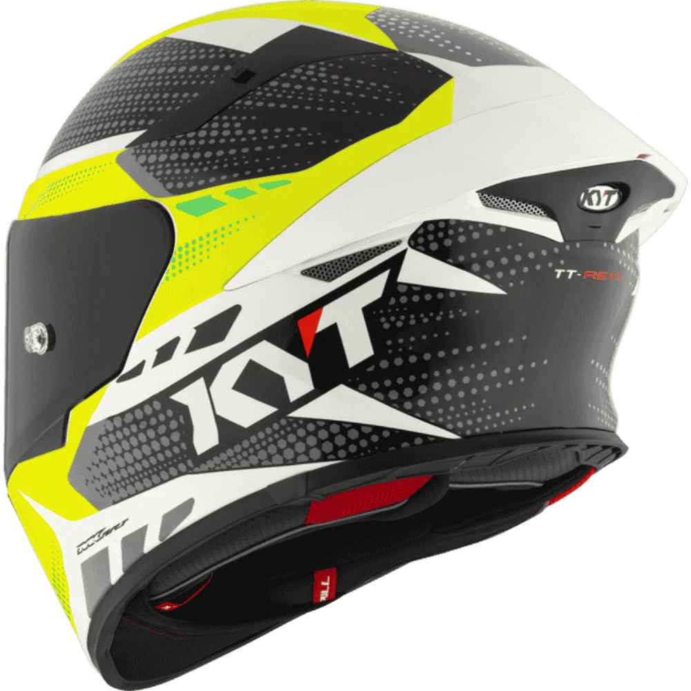 Motorcycle full face green yellow black with white based helmet