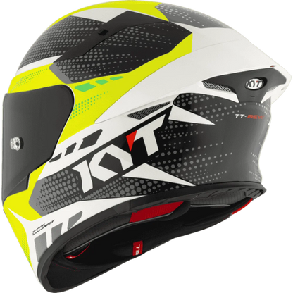 Motorcycle full face green yellow black with white based helmet