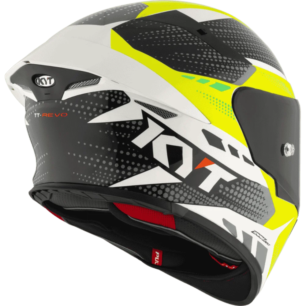 Motorcycle full face green yellow black with white based helmet