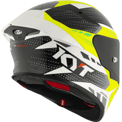 Motorcycle full face green yellow black with white based helmet