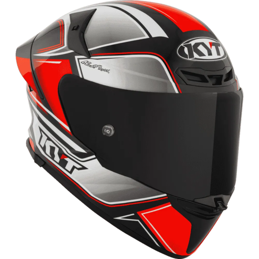 Motorcycle/Bike Red with grey geometric graphic helmet KYT 