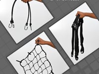 Motorcycle luggage tying quick release reflective black bungee strap