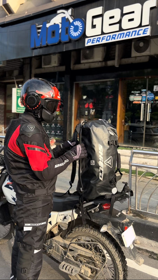 Motorcycle dry bag backpack / dufflebag convertible black waterproof tail and top rack installable